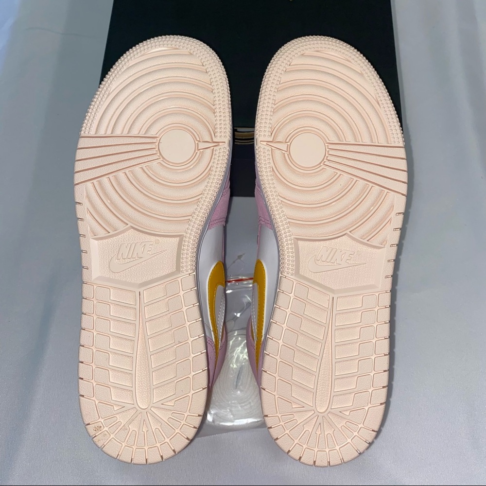 Nike Air Jordan 1 Mid GS Pink Lemonade Yellow 7Y - Picture 4 of 5